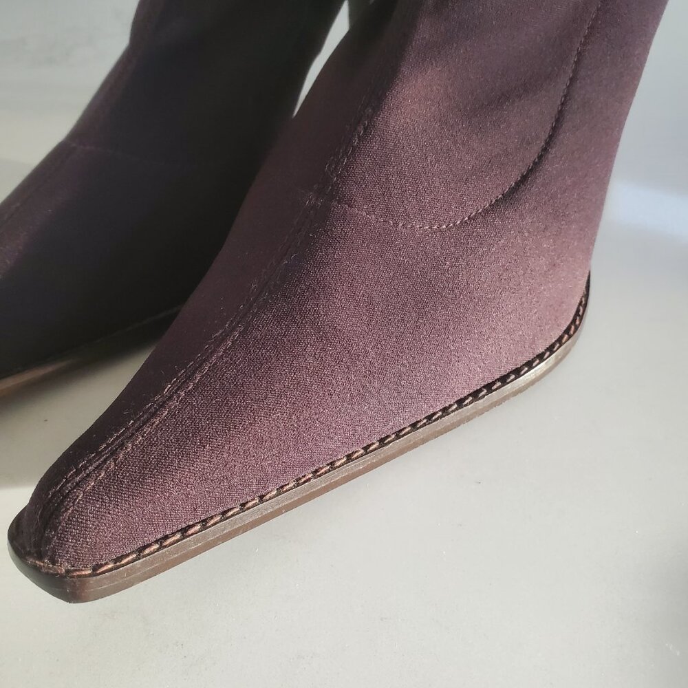 Martinez Valero Women's Dark Brown Stretch Pull On Boots Back Leather Trim 9.5 - Picture 4 of 16